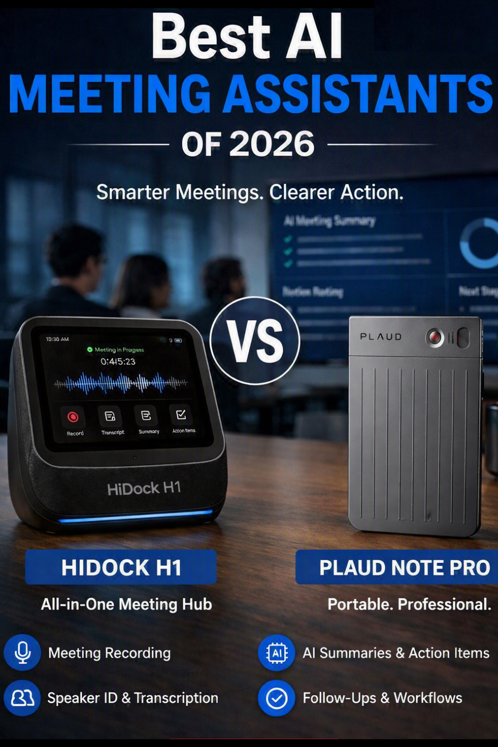 Hidock H1 vs Plaud Note Pro -  Best ai Meeting Assistant