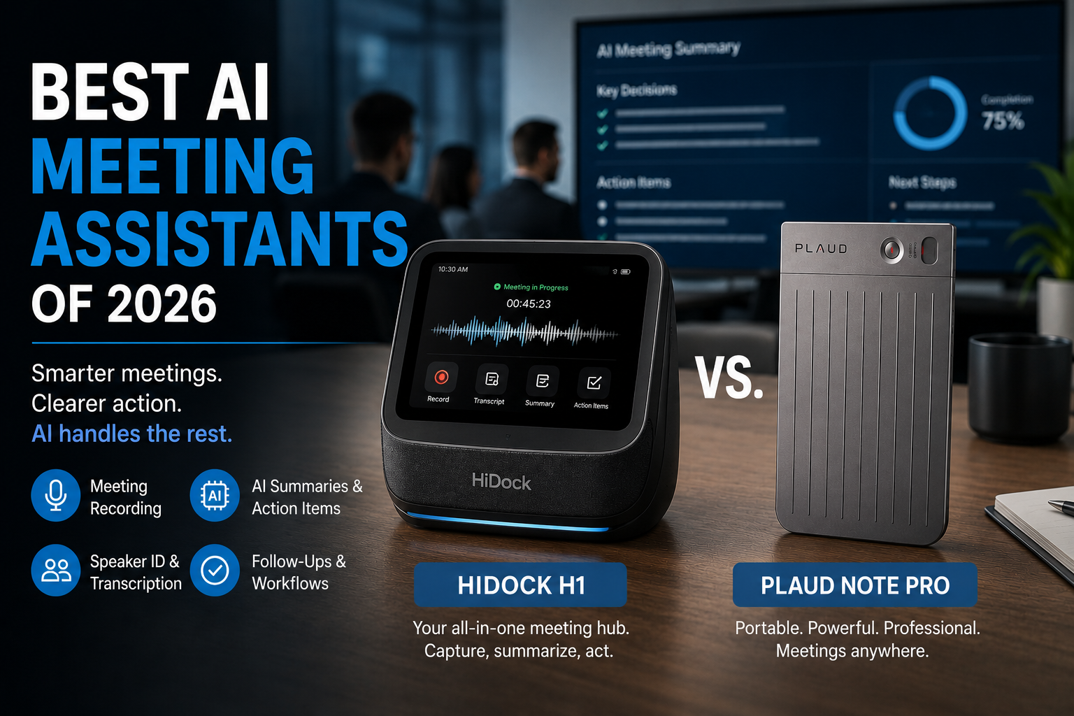 Stop Drowning in Meeting Notes: HiDock H1 vs. Plaud Note Pro — Best AI Meeting Assistant for 2026?